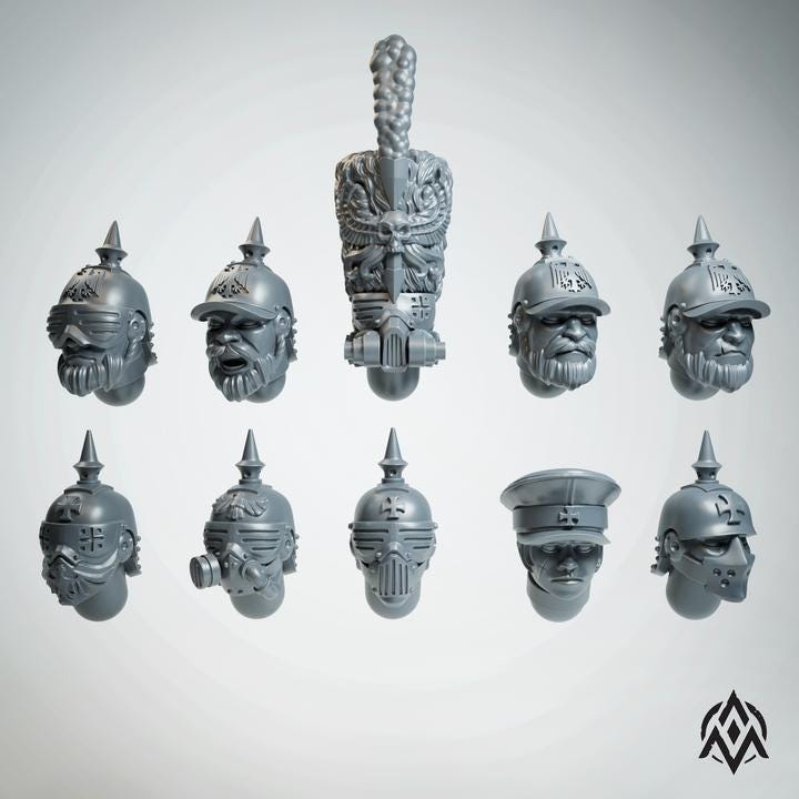 Trench Crusade - Diesel Punk Heads Prussian (Proxy) - New Antioch (10pcs)