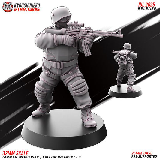 Weird War Infantry Squad – Falcon B (5 Miniatures) – 28mm Sci-Fi WWII Tabletop Proxies