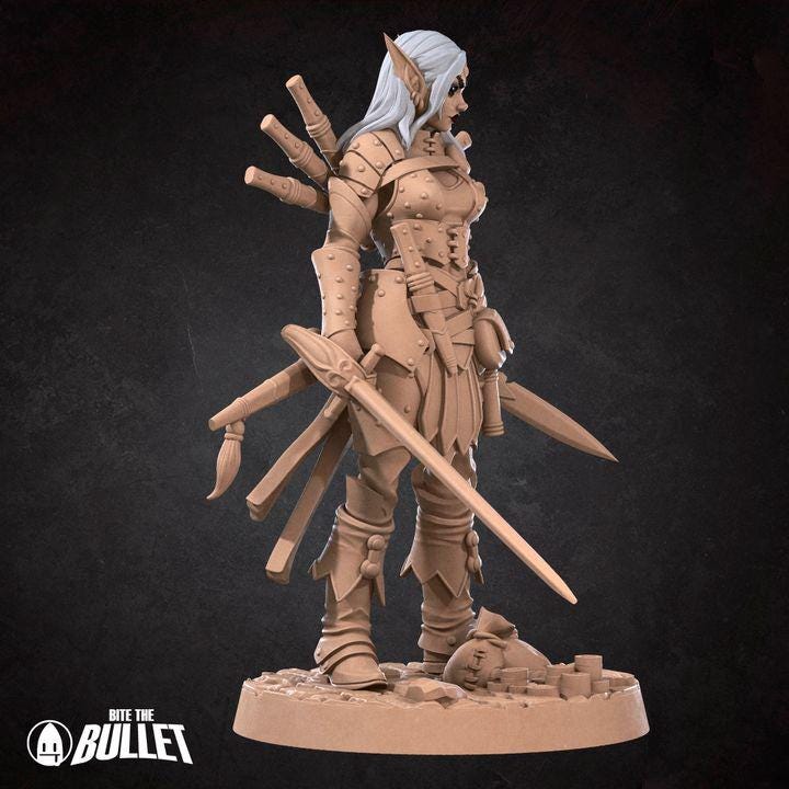 Elf Rogue Miniature - Fantasy RPG Character - Tabletop RPG Mini - 32mm Resin Miniature - Rogue Sword Mini