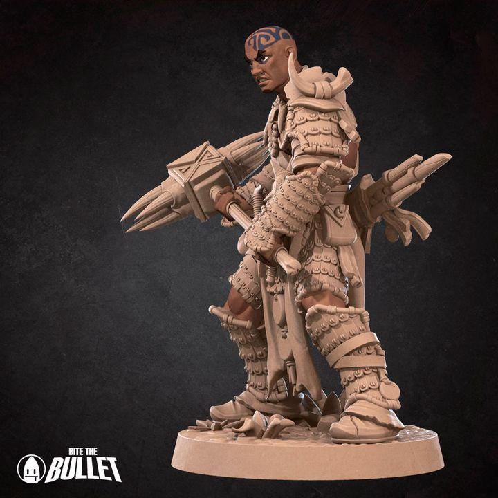 Human Barbar Miniature - Fantasy RPG Character - Tabletop RPG Mini - 32mm Resin Miniature - Warrior Fighter Mini