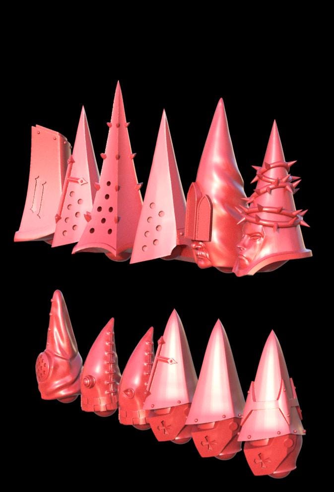 Grimdark Fanatical Helmets Pilgrim – Bit Pack Set Proxy Miniatures for Tabletop Wargaming