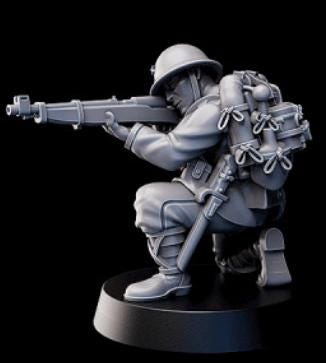 Weird WarJapan Infantry Squad – Riflemen (5 Miniatures) – 28mm Sci-Fi WWII Tabletop Proxies