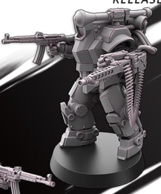 Weird War Infantry Squad – Heavy Exo Trooper (5 Miniatures) – 28mm Sci-Fi WWII Tabletop Proxies