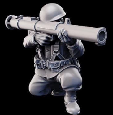 Weird War Infantry Squad – USMC Bazooka Team (4 Miniatures) – 28mm Sci-Fi WWII Tabletop Proxies