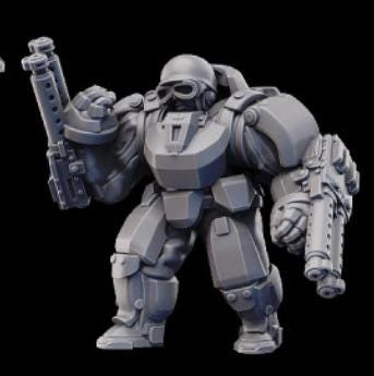 Weird War Infantry Squad – USMC Heavy Exo Trooper (5 Miniatures) – 28mm Sci-Fi WWII Tabletop Proxies