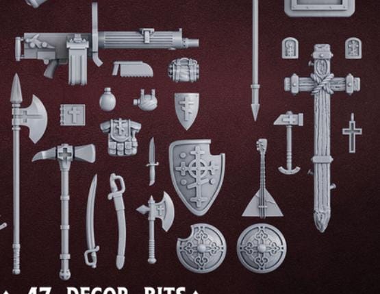 Grimdark Trench Warfare Bit Set Holy Legion – Bit Pack Set Proxy Miniatures for Tabletop Wargaming