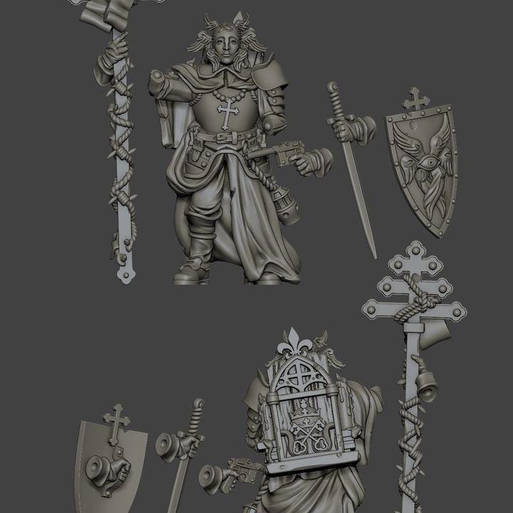 Grimdark Trench Warfare Proxy Miniature –Papal Vatican Cleric – Tabletop Figure