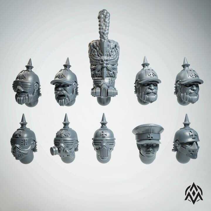 Trench Crusade Kompatibel - Heads Prussian (Proxy) - New Antioch (10pcs)