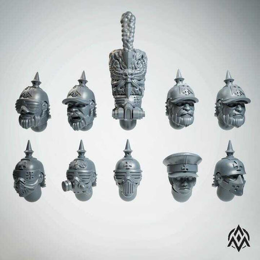 Trench Crusade Kompatibel - Heads Prussian (Proxy) - New Antioch (10pcs)
