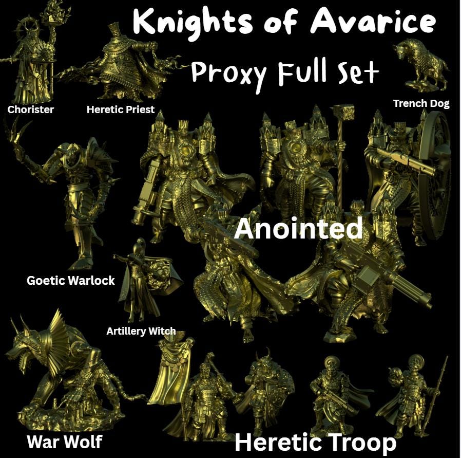 Trench Knights of Avarice Heretic Legion Proxy Full Set