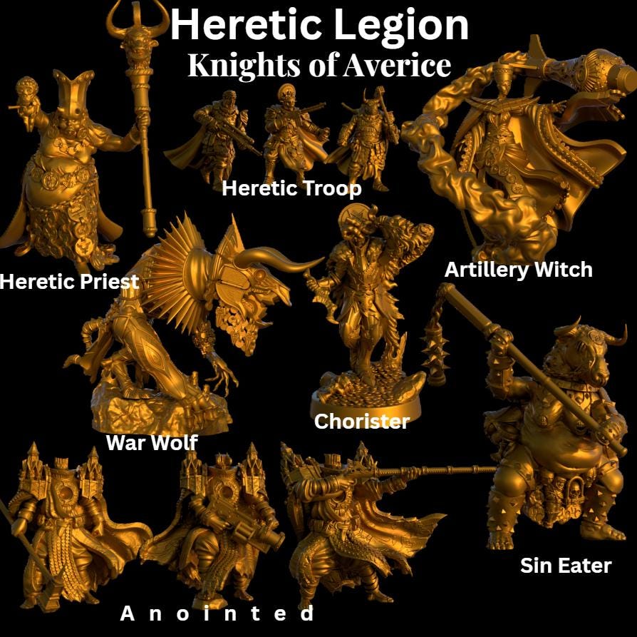 New V2 Trench Knights of Avarice Heretic Legion Proxy Full Set