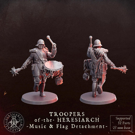 Grimdark Trench Warfare Proxy Miniatures – Drummer of Hell – 32mm Tabletop Figures