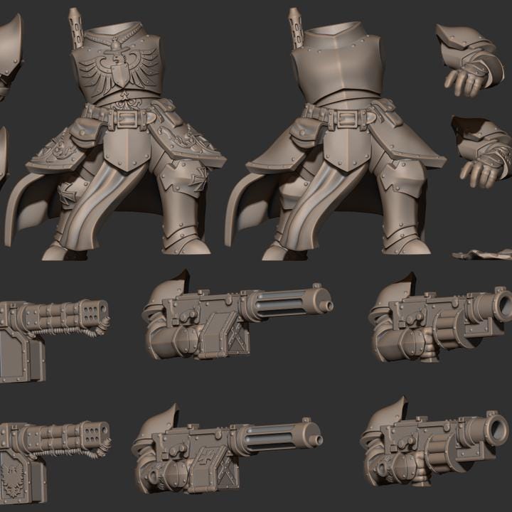 Grimdark Trench Proxy Miniature – Ranged Mechanical Soldier – Tabletop Figure