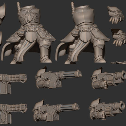 Grimdark Trench Proxy Miniature – Ranged Mechanical Soldier – Tabletop Figure