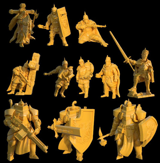 Grimdark Proxy Miniatures – 28mm Tabletop Infantry & Support Figures – Modular War Set