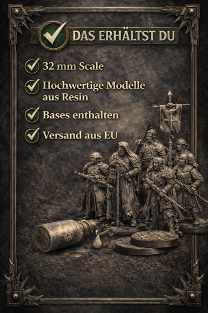 Grimdark Trench Proxy Miniatures – New Serpent Cult Infantry & Monstrous Command Set – Tabletop Figures