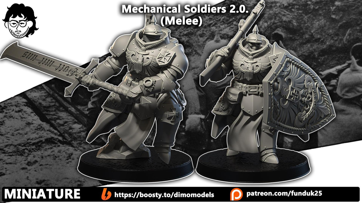 Grimdark Trench Proxy Miniature – Melee Mechanical Soldier – Tabletop Figure