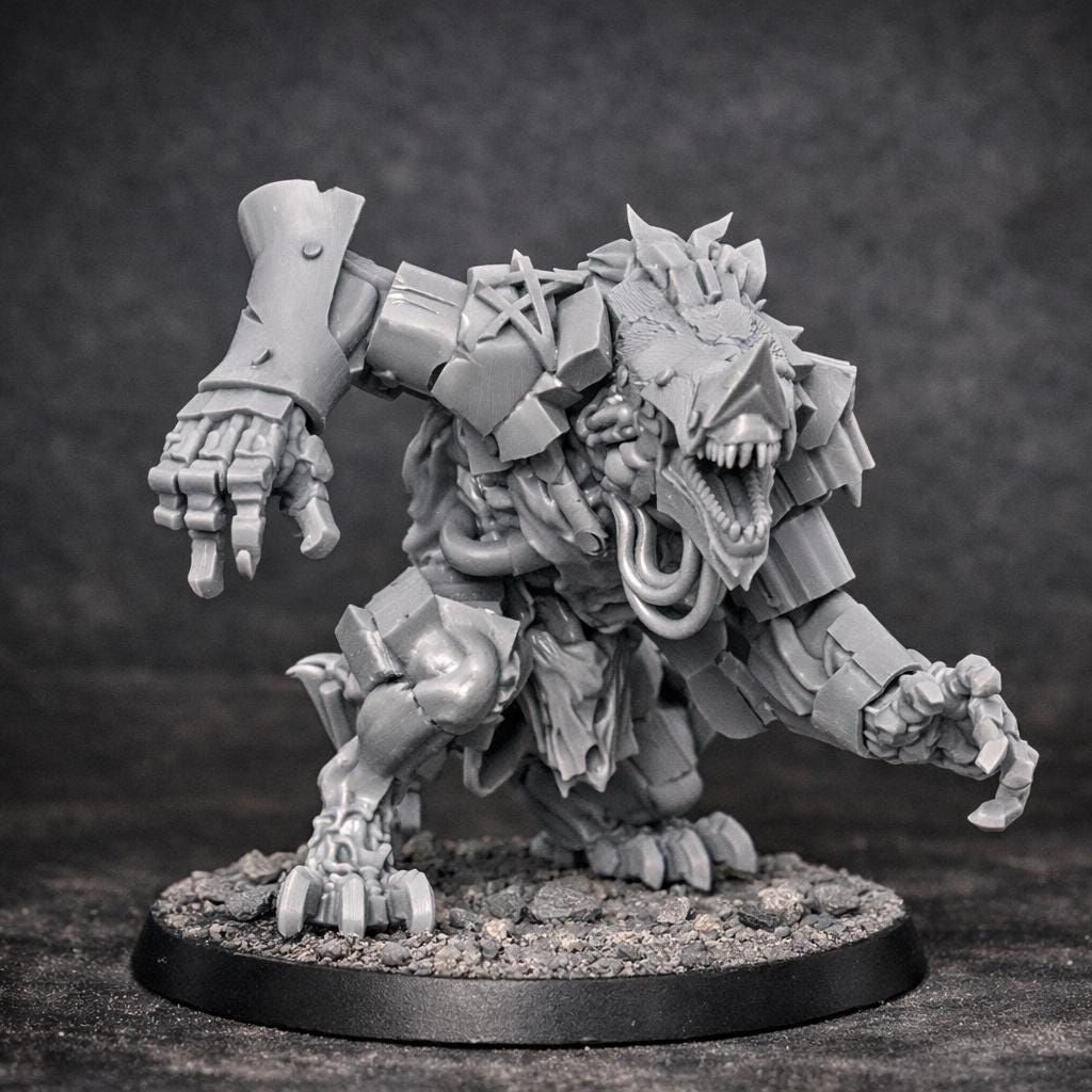 Grimdark War Beast – Mutated Resin Monster Miniature (32mm)