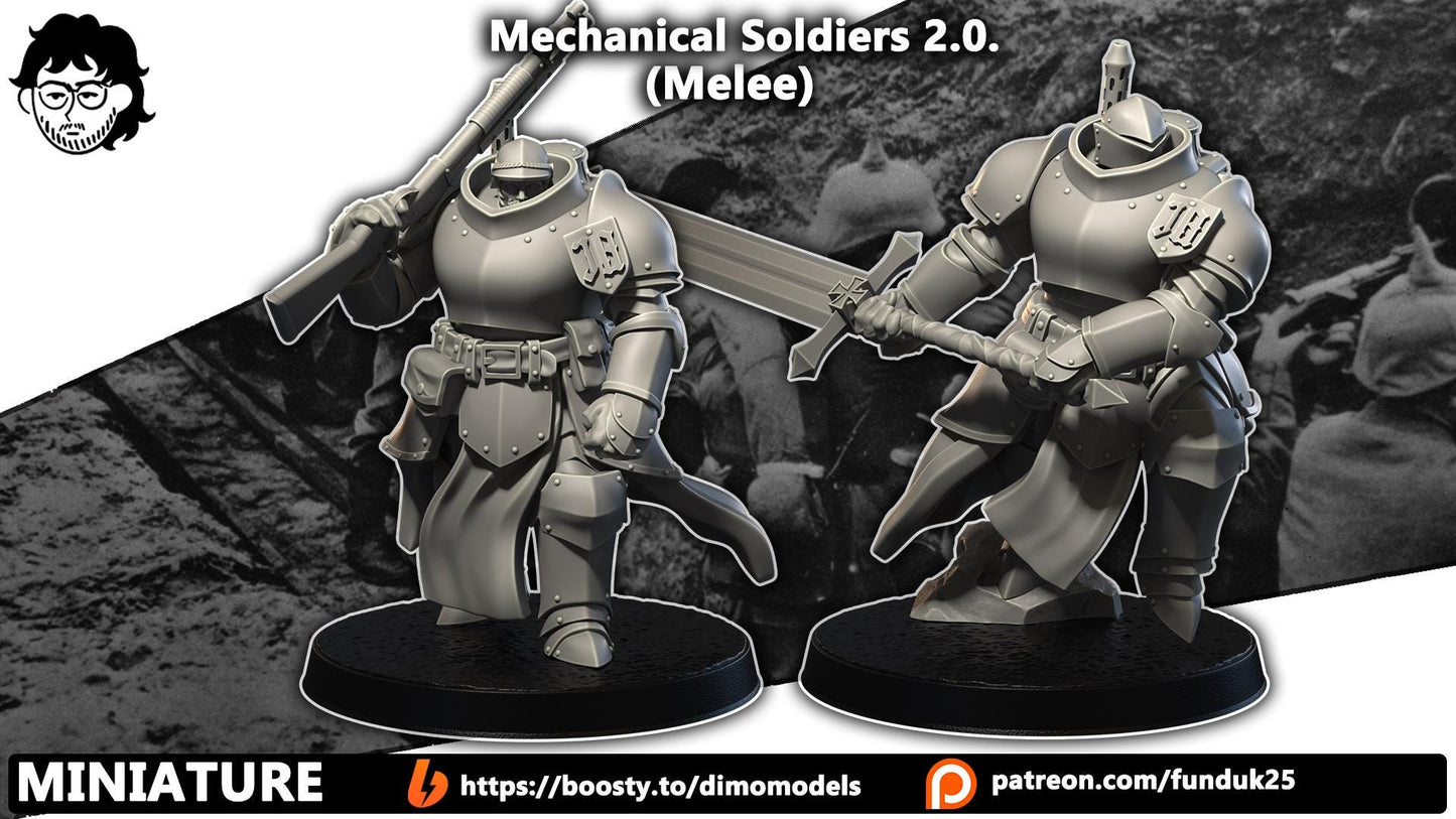 Grimdark Trench Proxy Miniature – Melee Mechanical Soldier – Tabletop Figure