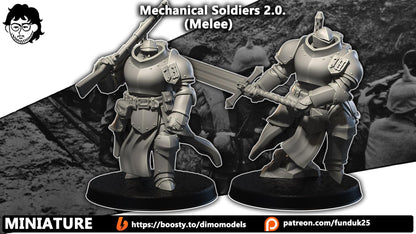 Grimdark Trench Proxy Miniature – Melee Mechanical Soldier – Tabletop Figure