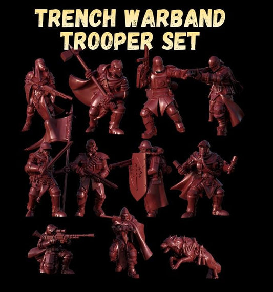 Grimdark Trench Proxy Miniatures – Red Brigade Trooper Set