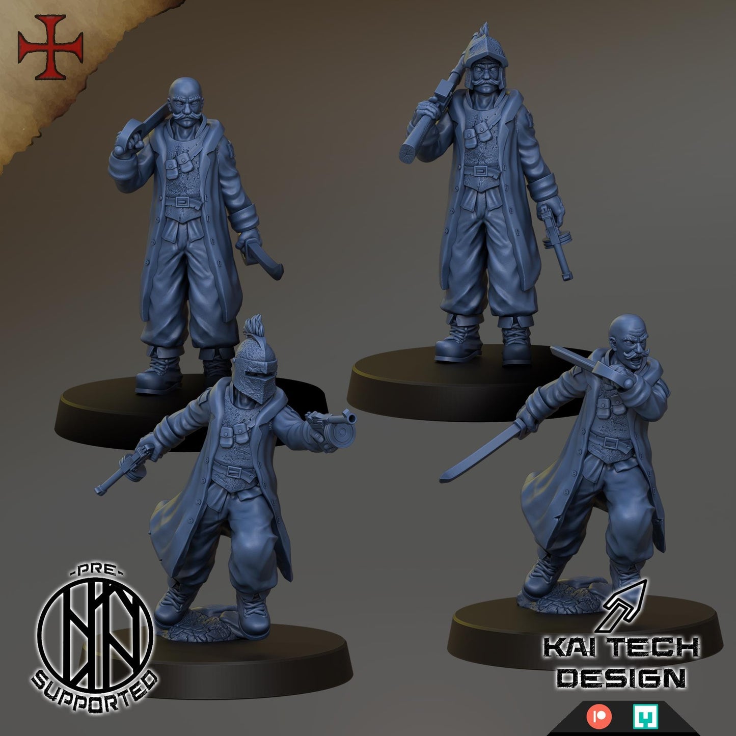 Grimdark Trench Proxy Miniatures – Antioch Infantry & Support Set – Tabletop Figures