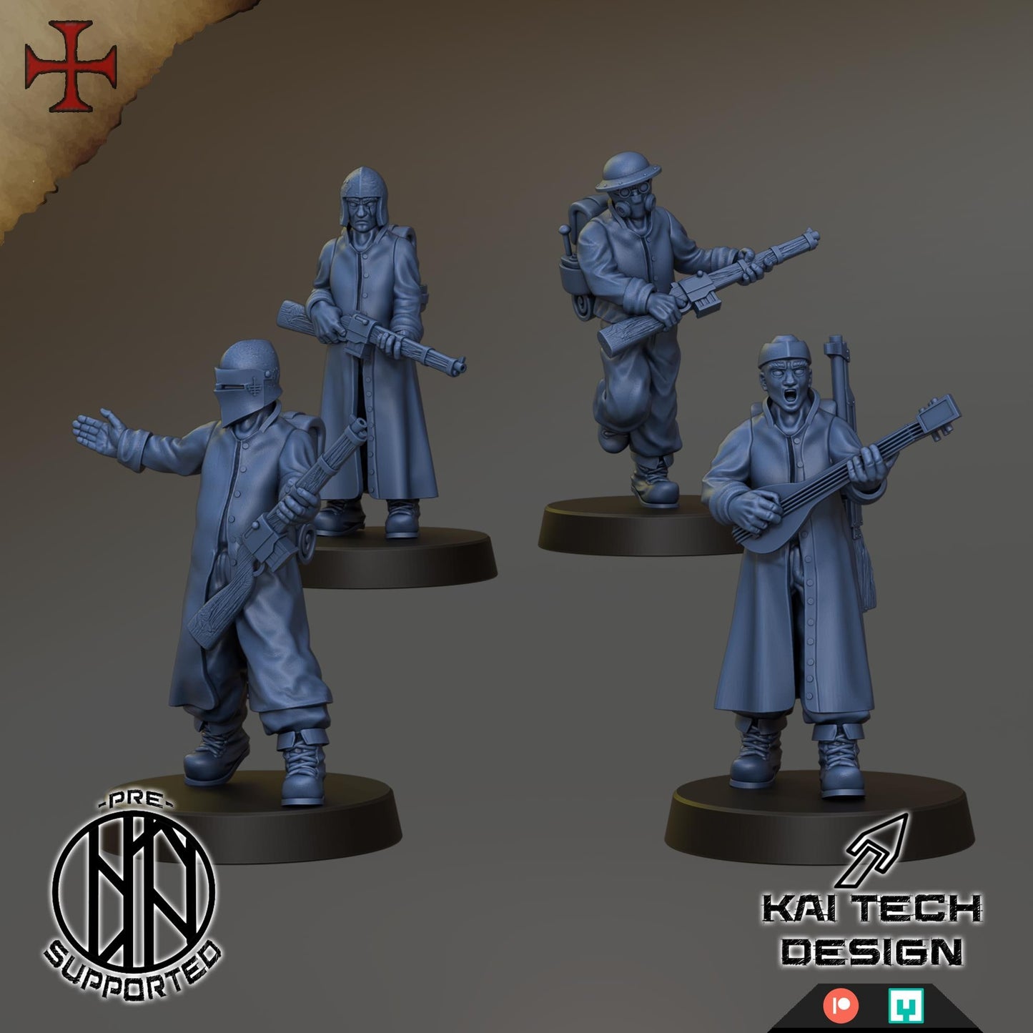 Grimdark Trench Proxy Miniatures – Antioch Infantry & Support Set – Tabletop Figures