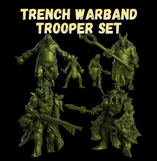 Grimdark Trench Proxy Miniatures – Serpent Cult Trooper Set – Tabletop Figures
