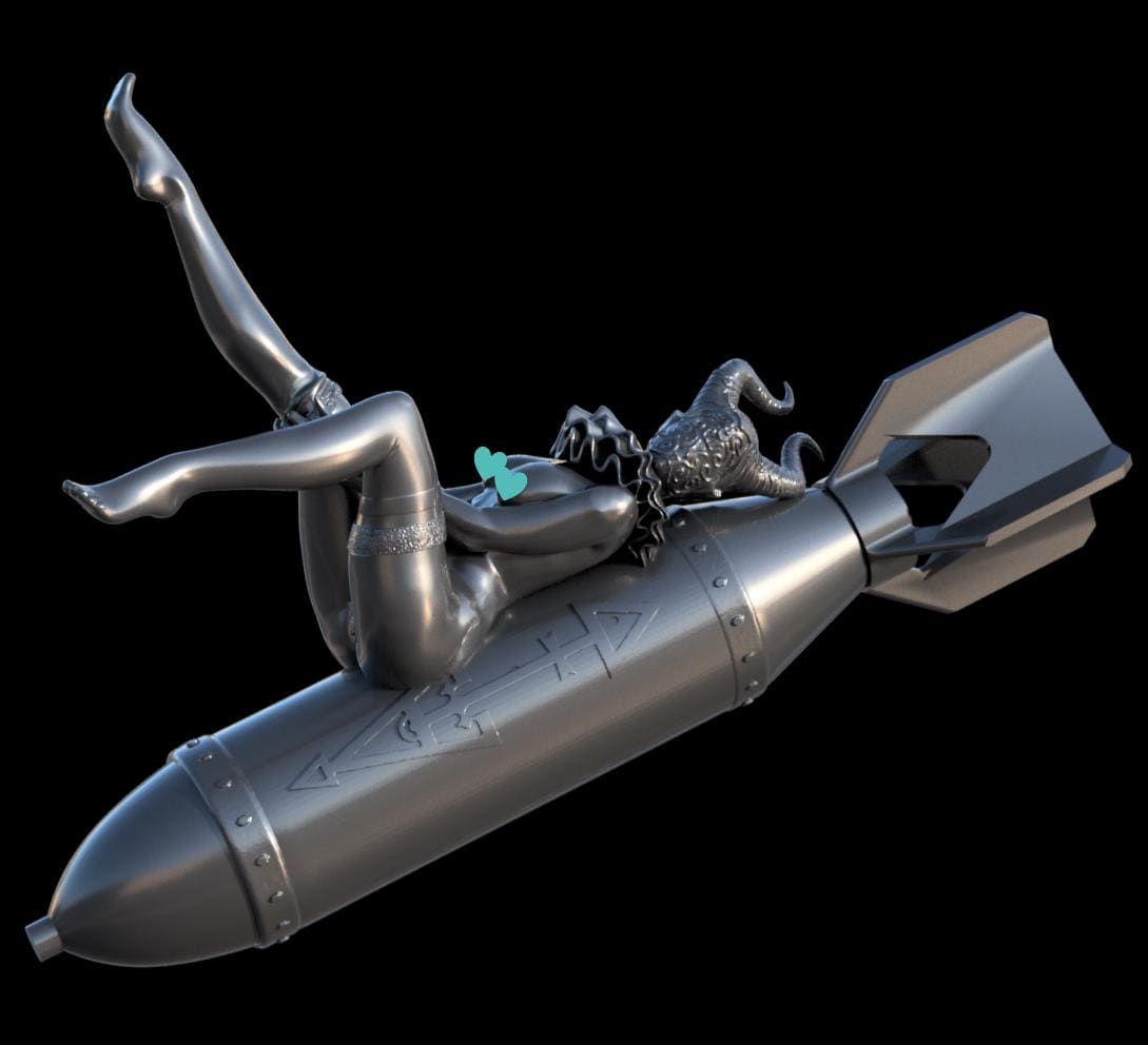 Grimdark Artillery Witch Rocket –  Pin Up Proxy Miniatures for Tabletop Wargaming
