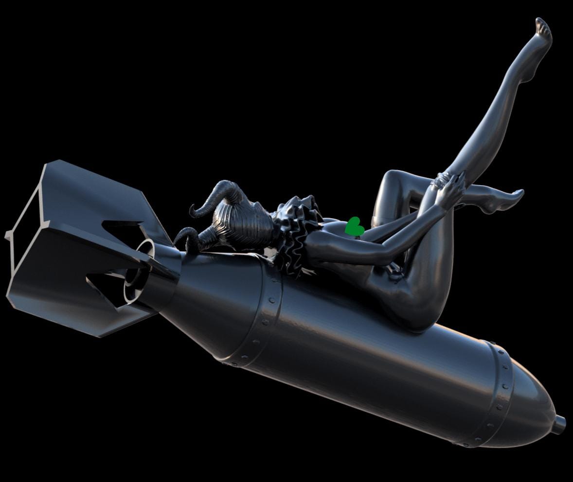 Grimdark Artillery Witch Rocket –  Pin Up Proxy Miniatures for Tabletop Wargaming