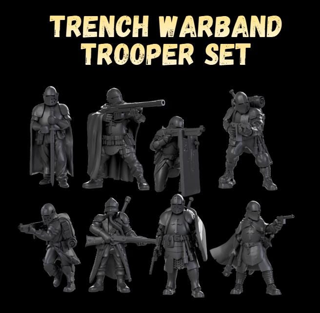 Grimdark Trench Proxy Miniatures – Religious Antioch Trooper Set – Tabletop Figures