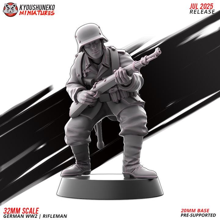 Weird War Infantry Squad – Riflemen (7 Miniatures) – 28mm Sci-Fi WWII Tabletop Proxies