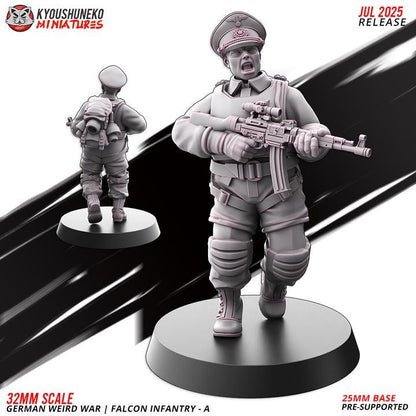 Weird War Infantry Squad – Falcon A (5 Miniatures) – 28mm Sci-Fi WWII Tabletop Proxies