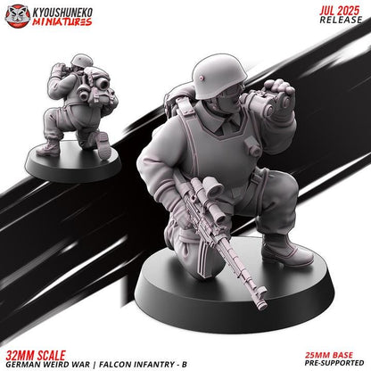 Weird War Infantry Squad – Falcon B (5 Miniatures) – 28mm Sci-Fi WWII Tabletop Proxies