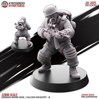 Weird War Infantry Squad – Falcon B (5 Miniatures) – 28mm Sci-Fi WWII Tabletop Proxies