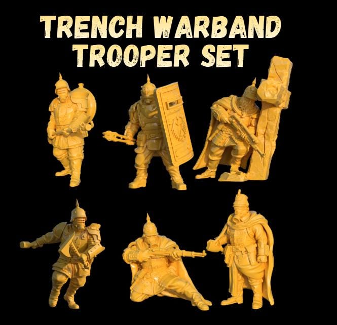 Grimdark Trench Proxy Miniatures – Eagle Trooper Set – 32mm Tabletop Figures