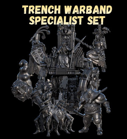 Grimdark Trench Proxy Miniatures – Zealot Infantry Dark Specialist Set