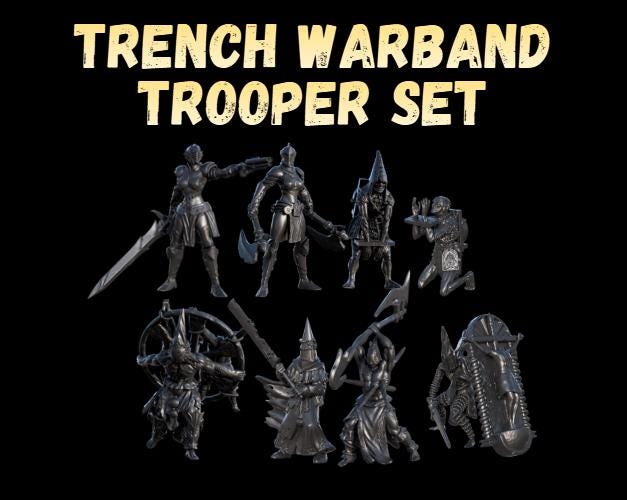 Grimdark Trench Proxy Miniatures – Zealot Infantry Dark Trooper Set