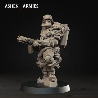 Grimdark Trench Warfare Proxy Miniatures – Devils Infantry & Leader Set – 32mm Resin Warband