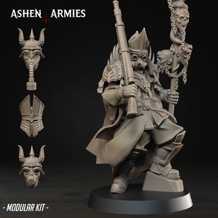 Grimdark Trench Warfare Proxy Miniatures – Devils Infantry & Leader Set – 32mm Resin Warband