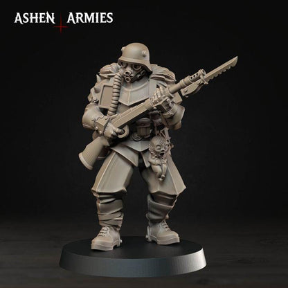 Grimdark Trench Warfare Proxy Miniatures – Devils Infantry & Leader Set – 32mm Resin Warband