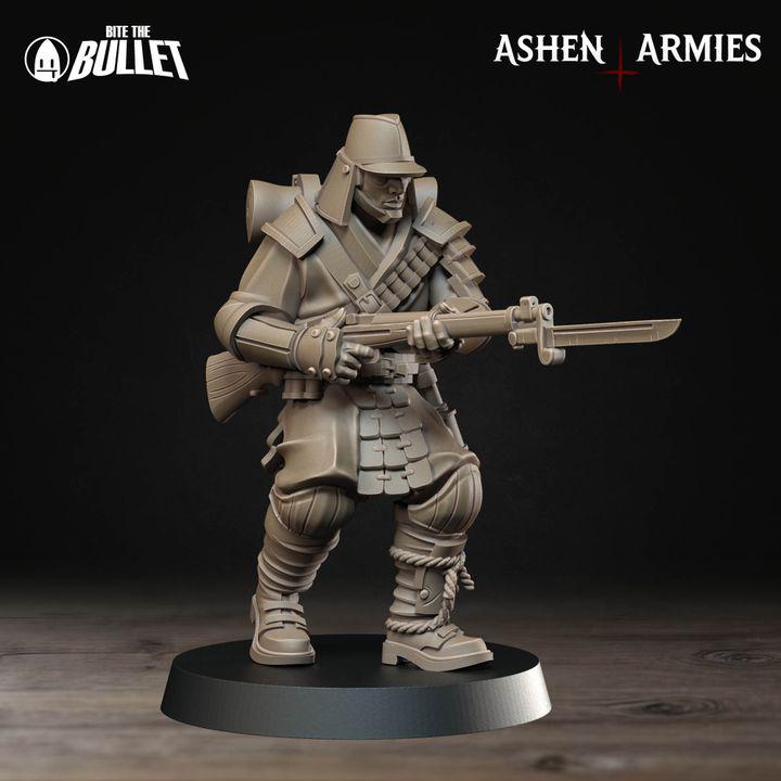 Grimdark Trench Warfare Proxy Miniatures – Shogunate Infantry & Support Set – 32mm Resin Warband