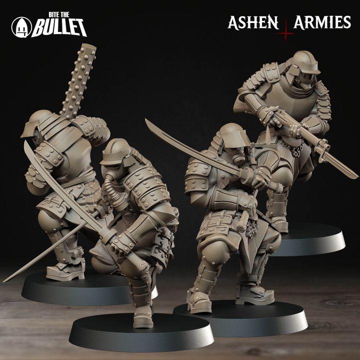 Grimdark Trench Warfare Proxy Miniatures – Shogunate Infantry & Support Set – 32mm Resin Warband