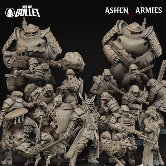 Grimdark Trench Warfare Proxy Miniatures – Shogunate Infantry & Support Set – 32mm Resin Warband
