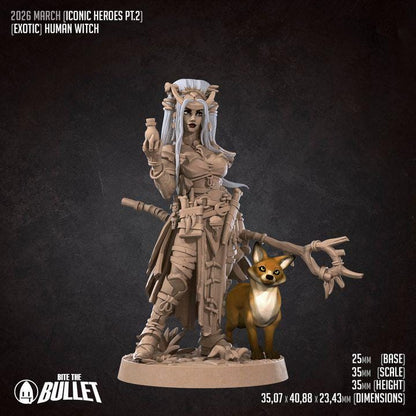 Human Witch Miniature - Fantasy RPG Character - Tabletop RPG Mini - 32mm Resin Miniature - Sorceres Wizard Mini
