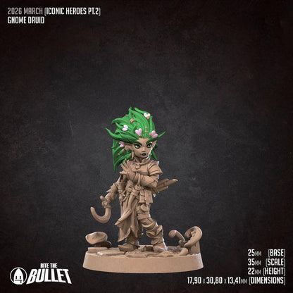 Gnom Druid Miniature - Fantasy RPG Character - Tabletop RPG Mini - 32mm Resin Miniature - Druid knife Mini
