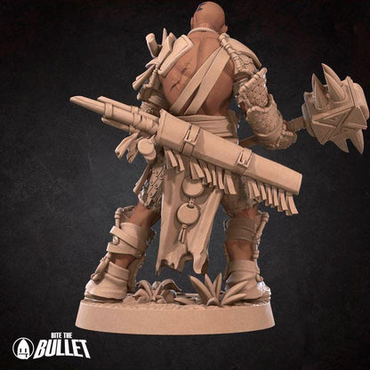 Human Barbar Miniature - Fantasy RPG Character - Tabletop RPG Mini - 32mm Resin Miniature - Warrior Fighter Mini