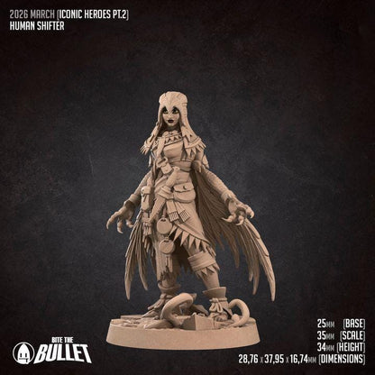 Human Shifter Miniature - Fantasy RPG Character - Tabletop RPG Mini - 32mm Resin Miniature - Druid Fighter Mini