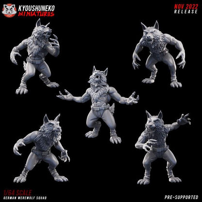 Weird War Infantry Squad – Werwolf (5 Miniatures) – 28mm Sci-Fi WWII Tabletop Proxies
