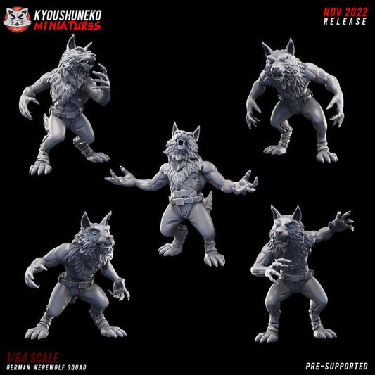 Weird War Infantry Squad – Werwolf (5 Miniatures) – 28mm Sci-Fi WWII Tabletop Proxies